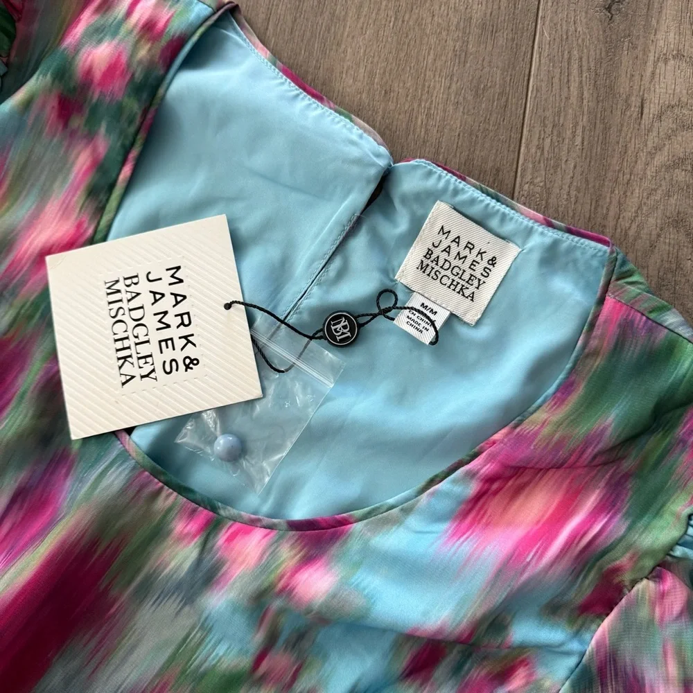 New‎ Badgley Mischka Mark & James Spring Colorful Tiered Midi Dress - Picture 5 of 6
